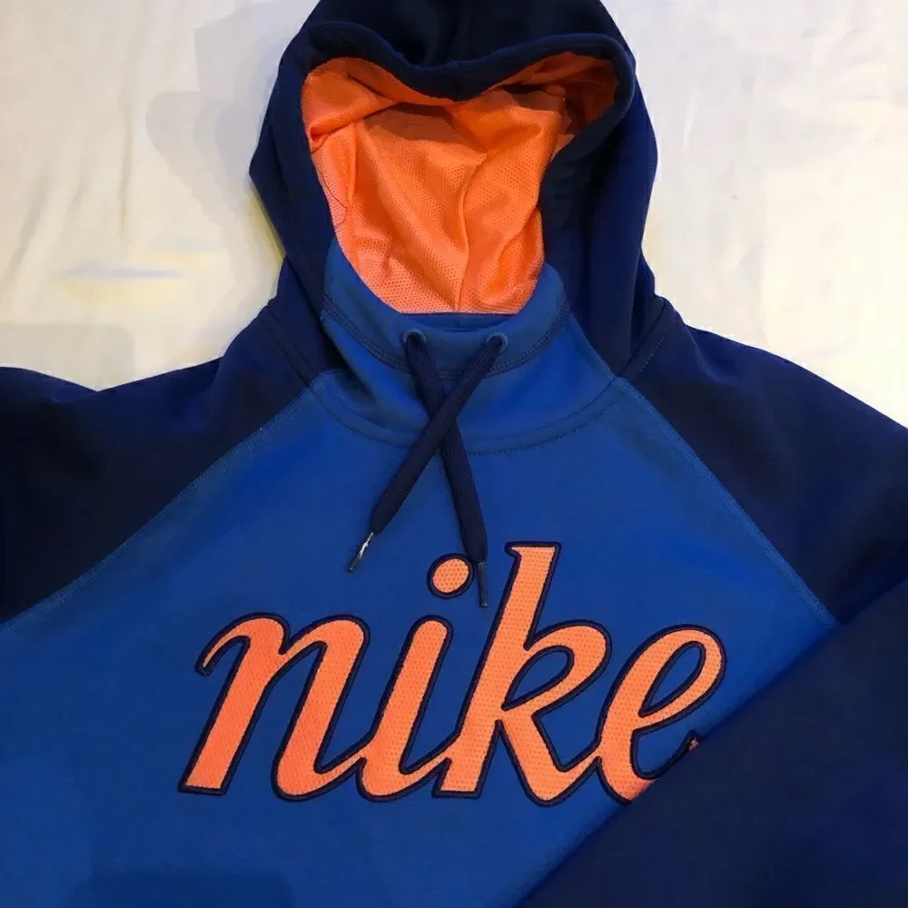 Nike hooded sweatshirt pullover long sleeve blue/orange NWOT Small